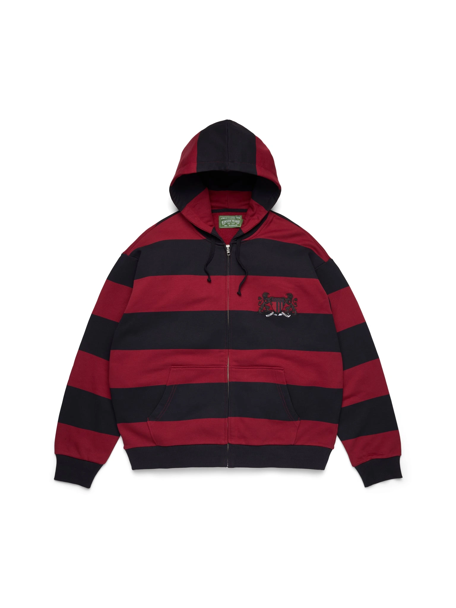 Striped Crest Zip Hoodie Red/Navy Striped Crest Zip Hoodie Red/Navy