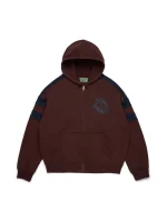 Denim U Paneled Zip Hoodie Brown