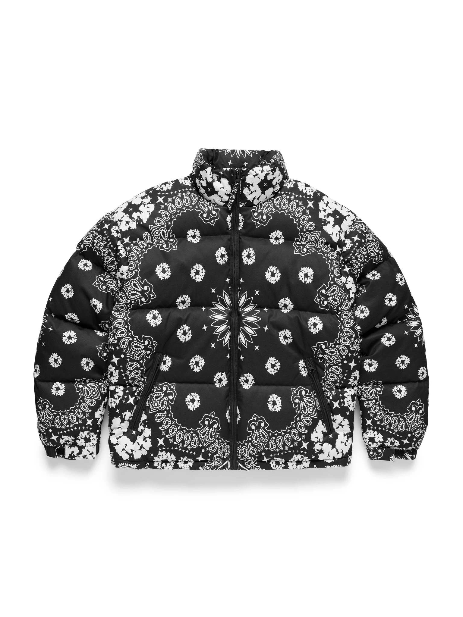 Cotton Wreath Paisley Puffer Jacket Black Cotton Wreath Paisley Puffer Jacket Black