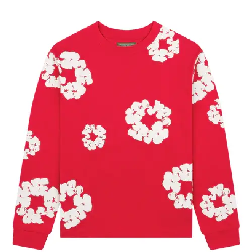 Denim Tears Long Sleeve Cotton Wreath Tee Red Denim Tears Long Sleeve Cotton Wreath Tee Red