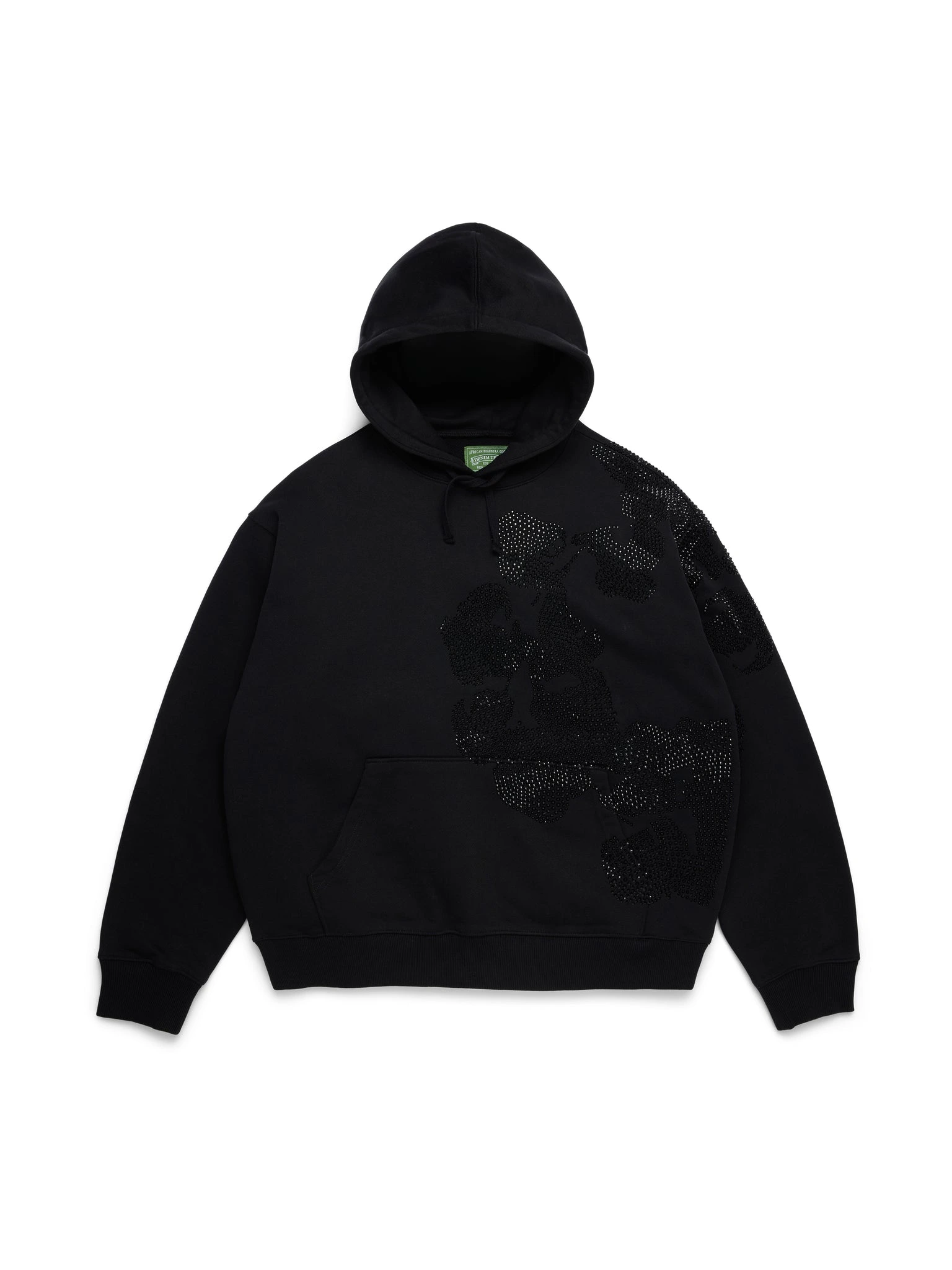e1515aae-adb7-4655-b341-5a98dd2c9752 Biggie Rhinestone Cotton Wreath Pull Over Hoodie Black