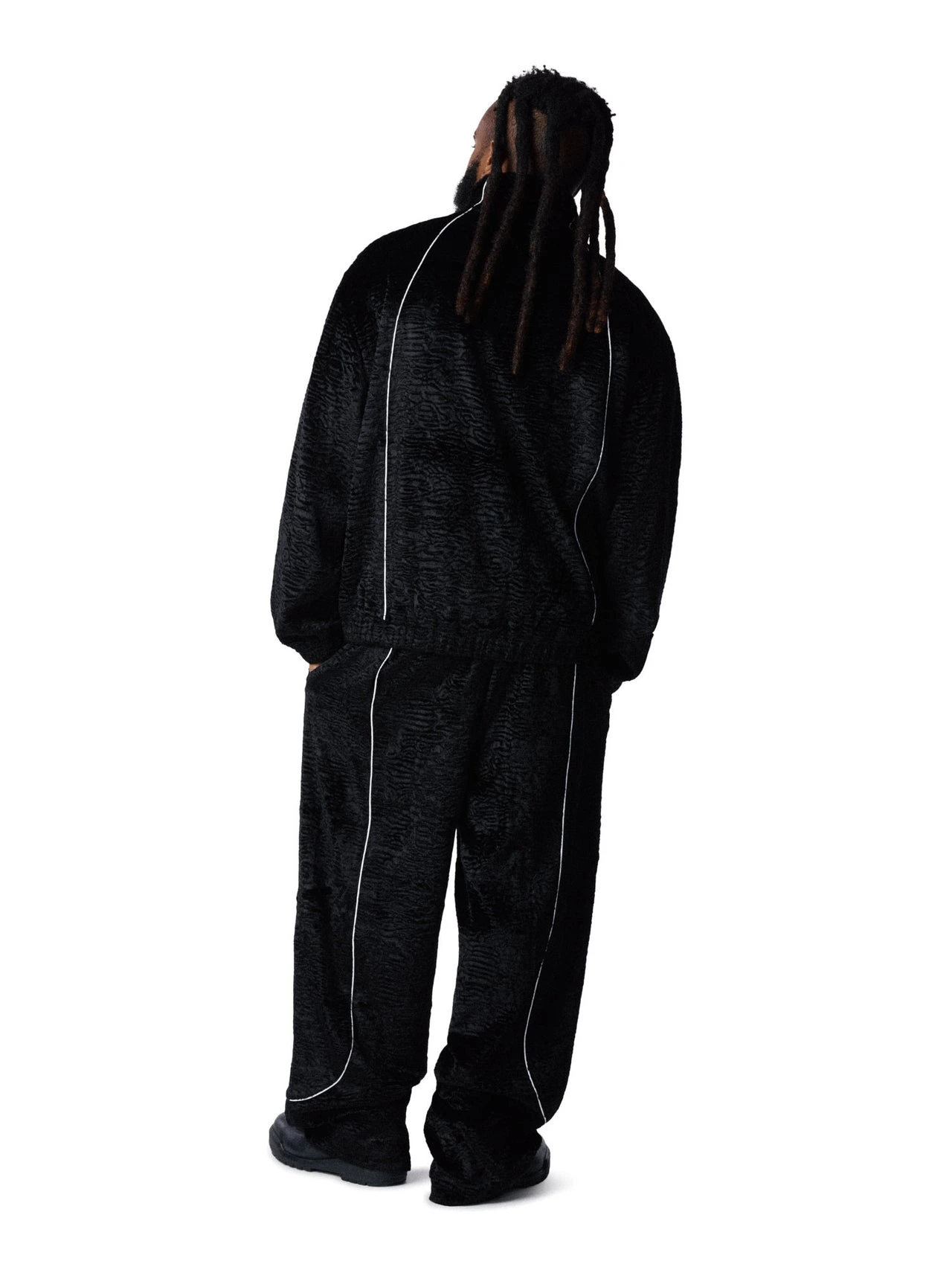 Faux Astrakhan Track Pant Black Faux Astrakhan Track Pant Black