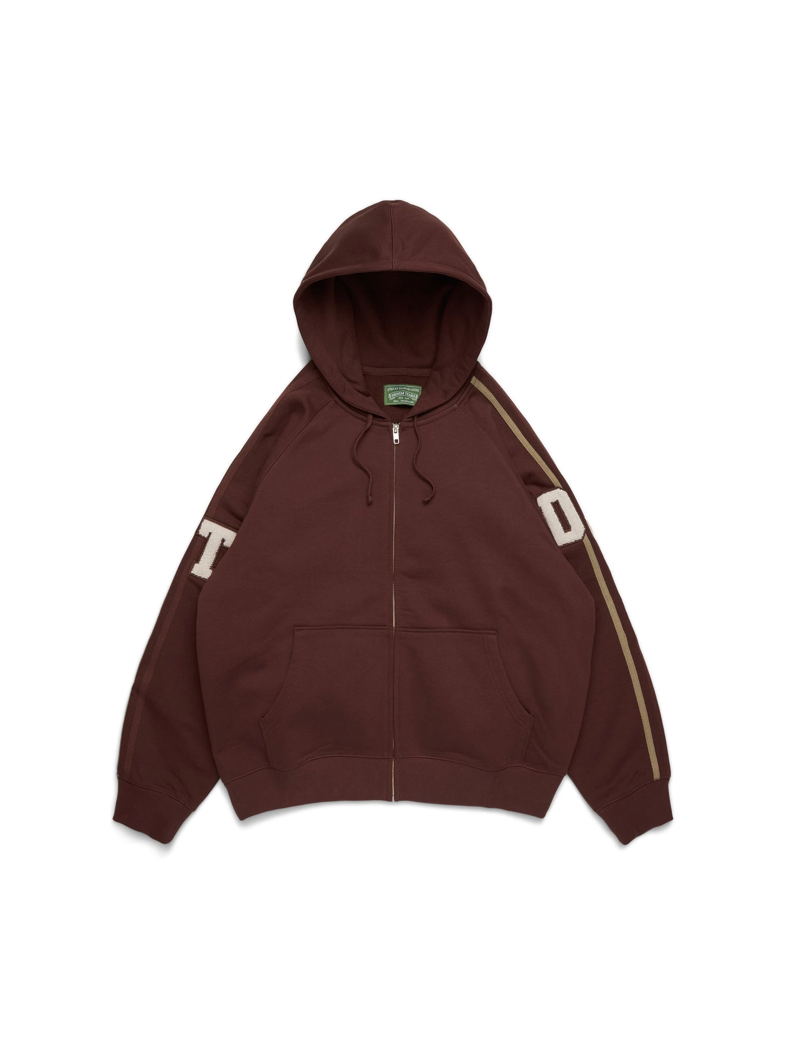 DT Chenille Patch Zip Hoodie Brown DT Chenille Patch Zip Hoodie Brown