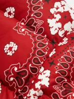 Cotton Wreath Paisley Puffer Jacket Red